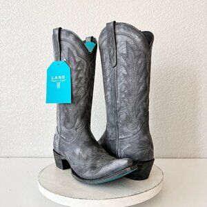 Lane LEXINGTON Womens Cowboy Boots 10 Gray Western Cowgirl Mid Calf Pointed Toe